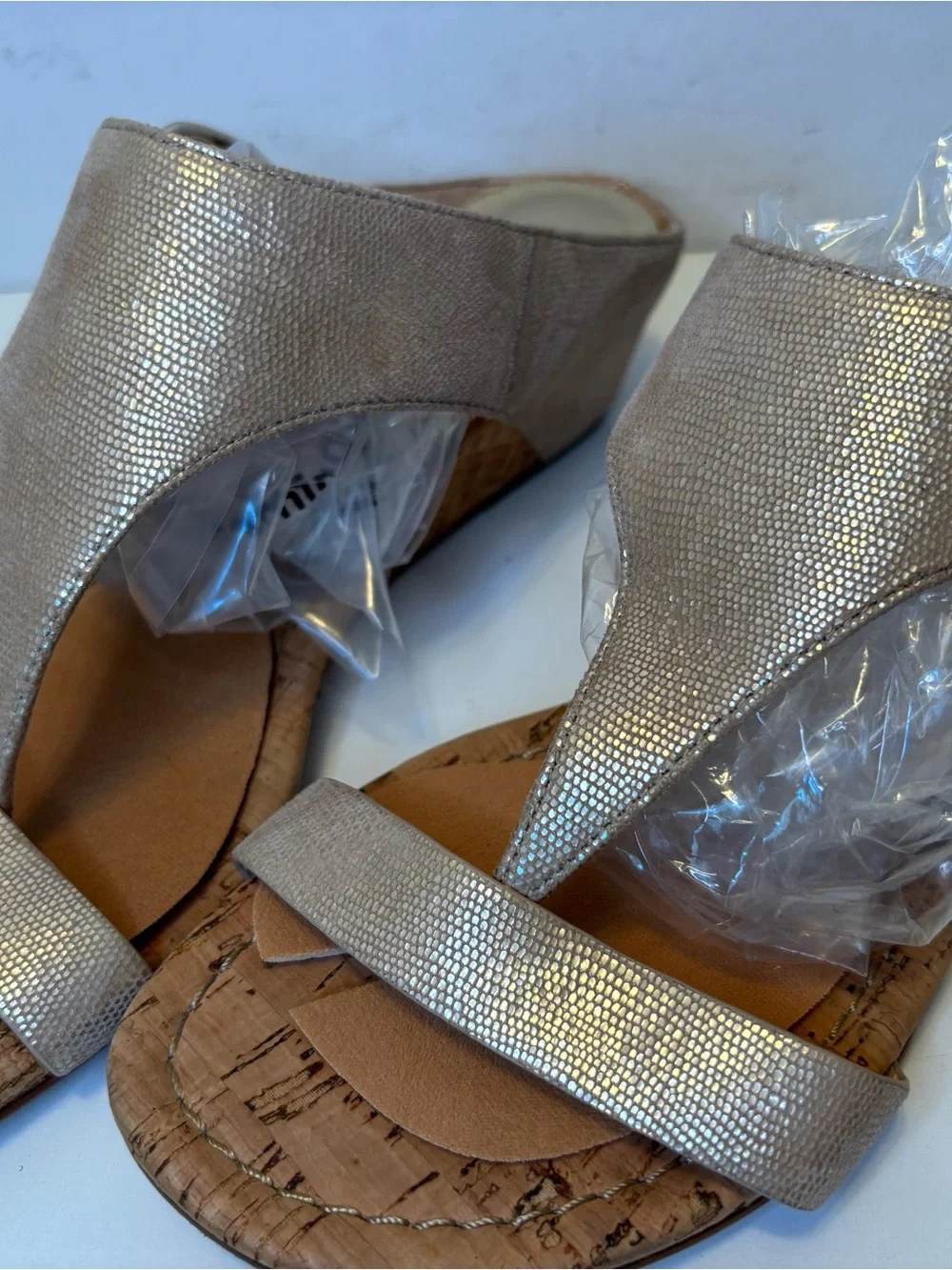 Donald J. Pliner Gold Metallic Wedge Thong Sandals - Picture 2 of 10